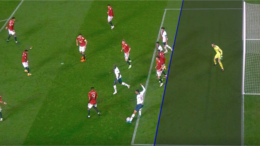 VAR’s images confirming the onside position.